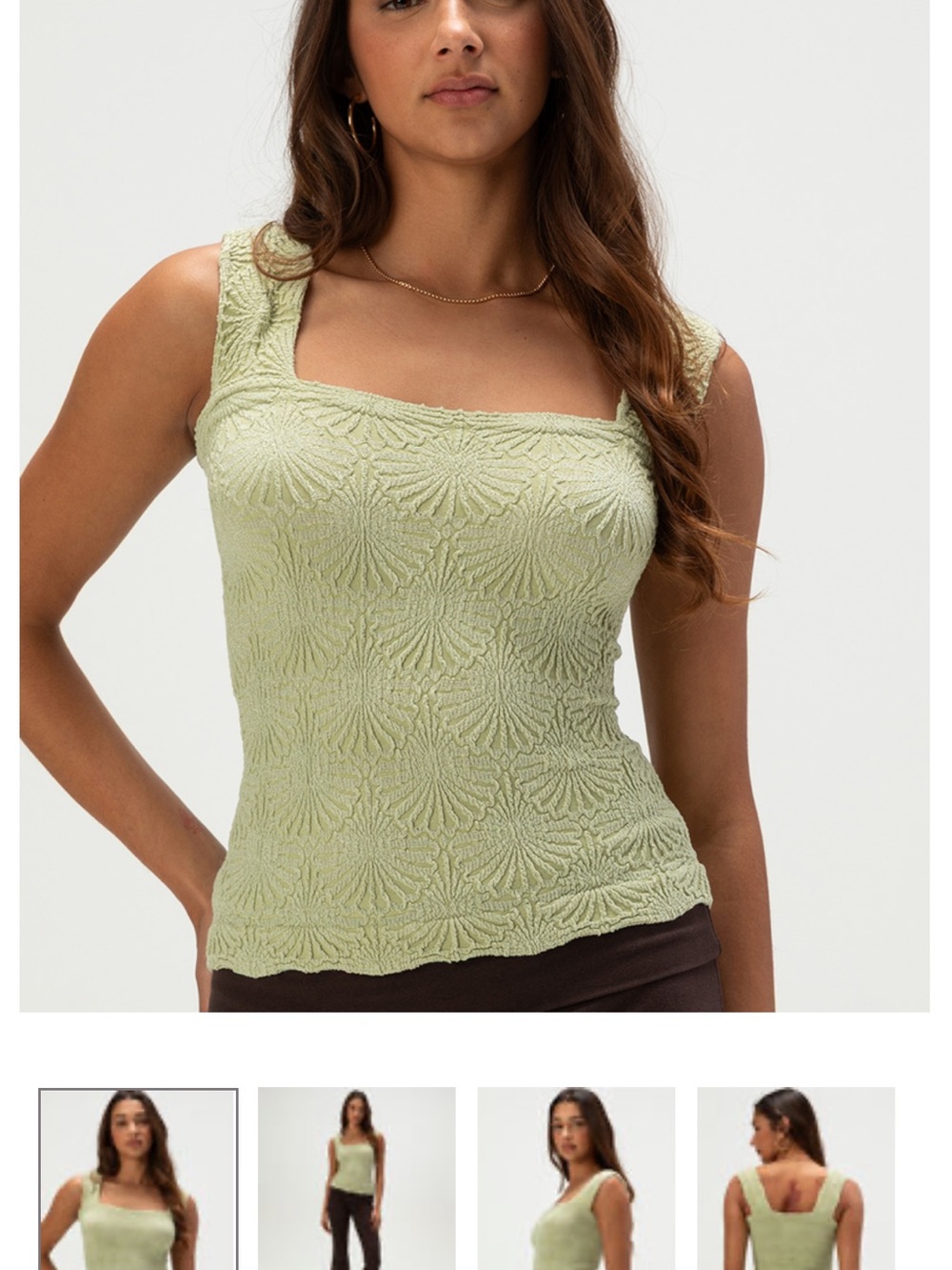 Free People Textured Square-Neck Tank Love tank in Soft Sage